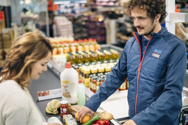 Un dependiente trabajando en Aldi